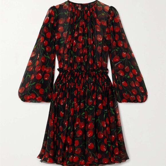 NEW!! Dolce&Gabbana cherry print silk dress size 44ITor 8 US Authentic…